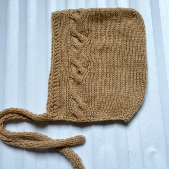 Hood Hat Women Beanie Hand Knit 100% Wool Beige Winter Snood Beret Gift NEW
